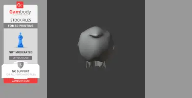 A 3D model of a bar-tailed trogon STL file, viewed from the front, showing a rounded body shape.