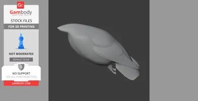 A 3D model of a streamlined bird with detailed wings, suitable for 3D printing.