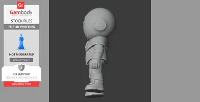 3D model of a game character in a spacesuit, viewed from the side. Designed for 3D printing.