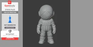 Cute 3D character model with a round helmet and suit, designed for 3D printing from Brawl Stars.