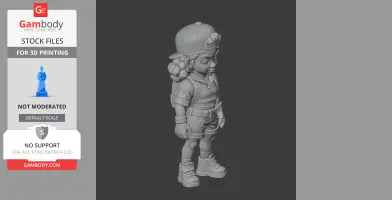 3D printed figurine of a standing character from 'Brawl Stars,' wearing a cap and casual outfit.