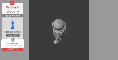 3D model of a cartoon character in a cap and boots, seen from above, designed for 3D printing.