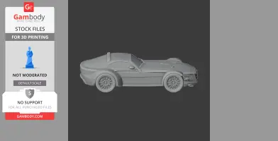 3D model of a Donkervoort D8 sports car, side view, optimized for 3D printing.