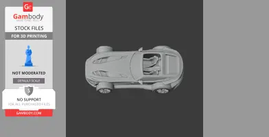 Top view of a 3D model of a Donkervoort F22 sports car for printing from Gambody.