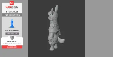 A 3D model of a standing llama-like creature with detailed texture and accessories.