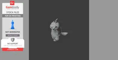 A 3D figurine of a stylized creature with wool and horn-like features, ready for 3D printing.