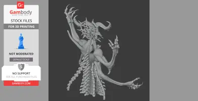 A creepy, spiky, skeletal creature with horns and elongated claws from Diablo 4, in a 3D printable model.