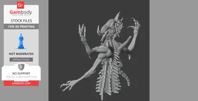 Demonic figure with elongated limbs, spiky spine, and horned head, in a menacing pose for 3D printing.