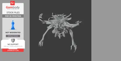 Detailed demonic creature with multiple horns and elongated limbs in a dynamic pose for 3D printing.