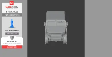 A 3D model of an armored tank vehicle viewed from the front, displayed for 3D printing.
