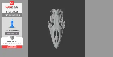 Intricately detailed 3D model of a water monitor skull viewed from the top.