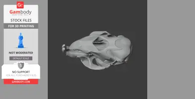Detailed 3D model of a water vole skull with intricate features for printing.
