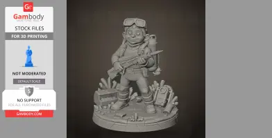 Diver character in gear with a backpack and equipment on a detailed ocean-themed base.