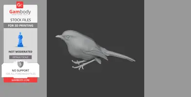 A 3D model of a bar-throated minla bird, designed for 3D printing, in a neutral pose.