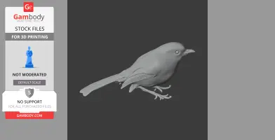 3D model of a bar-throated minla, a small bird, for 3D printing on a dark background.