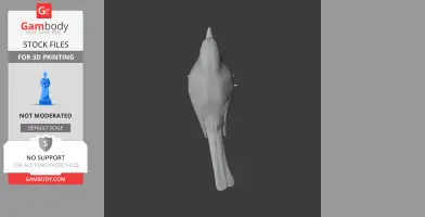 3D model of a bird viewed from above, intended for 3D printing.