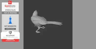 3D model of a bar-winged oriole, showcasing detailed feathers and beak, intended for 3D printing.
