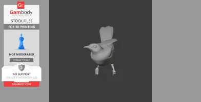 3D model of a bird with prominent wings and tail, suitable for 3D printing.