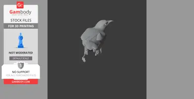 A grayscale 3D model of a prehistoric bird, designed for 3D printing.