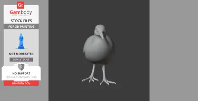 3D model of a bar-winged rail, a round-bodied bird, for 3D printing.