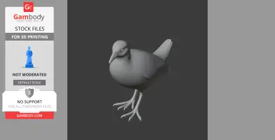 3D model of a prehistoric bar-winged rail bird, designed for 3D printing, on a dark background.
