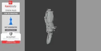3D model of a Ducati Scrambler motorcycle viewed from the front.