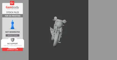 3D model of a Ducati Scrambler motorcycle for printing, shown from the front view.