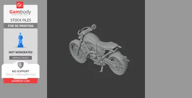 3D model of a Ducati Scrambler motorcycle in grayscale, shown from a rear side angle.