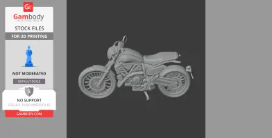 A detailed 3D model of a Ducati Scrambler motorcycle for 3D printing.