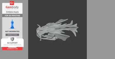 3D model of a detailed Wels catfish skull designed for 3D printing on a dark background.