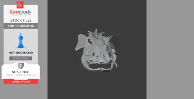 3D model of a Wels catfish skull, detailed and positioned against a dark background.