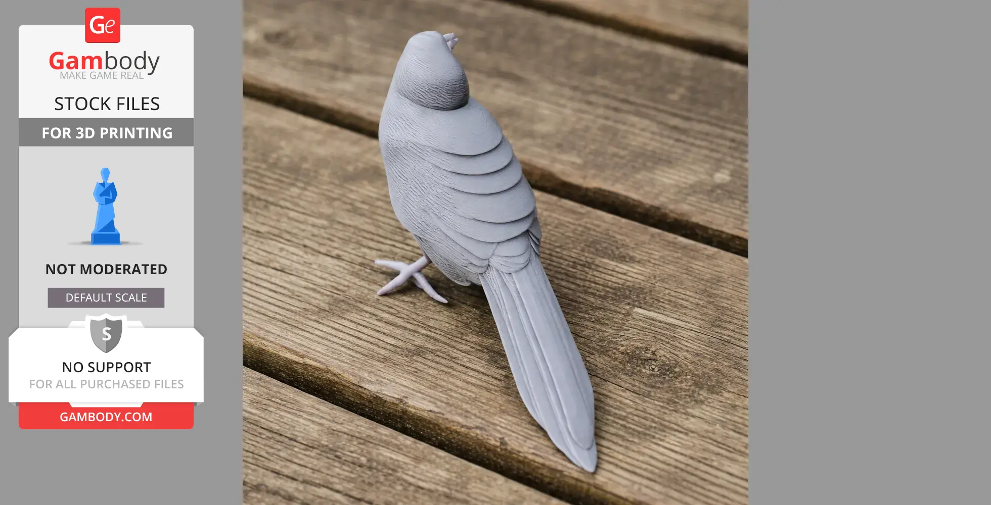 Bare-crowned antbird - Prehistoric Animal STL