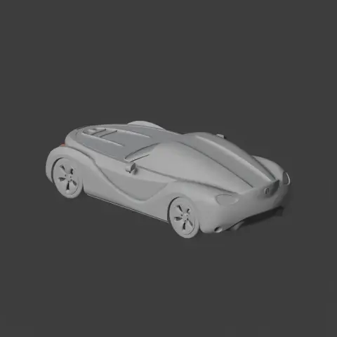 3D model of a sleek, modern sports car with aerodynamic curves and prominent wheel arches.