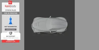 3D model of a sleek, sporty car viewed from above, ready for 3D printing.
