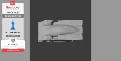 Top view of a sleek, aerodynamic, futuristic vehicle model for 3D printing.