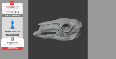 Western Grey Kangaroo skull 3D model, side view, detailed for 3D printing.