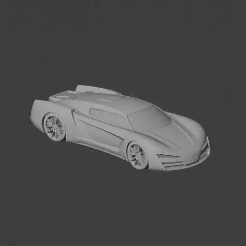 Futuristic concept car 3D model with sleek design and aerodynamic features, ready for 3D printing.