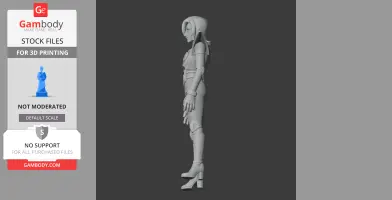 Side view of Mettaton NEO figurine, showing robot character in detailed armor for 3D printing.