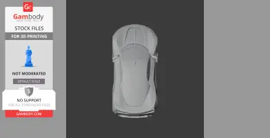 Top view of a sleek, high-performance car model in gray for 3D printing.