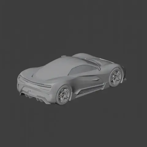 Sleek 3D model of a futuristic sports car with aerodynamic design, ready for 3D printing.