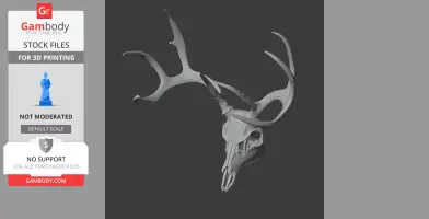 3D model of a white-tailed deer skull with antlers, designed for 3D printing.