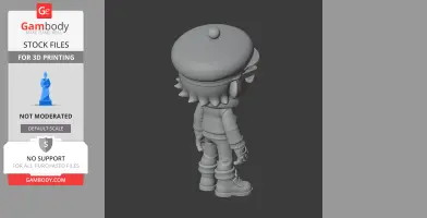 3D model of a cartoonish figure wearing a beret and boots, viewed from the back.