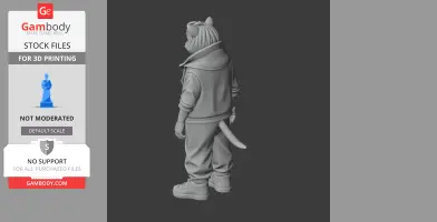 3D model of a humanoid character with animal ears and tail, wearing a jacket, pants, and sneakers.