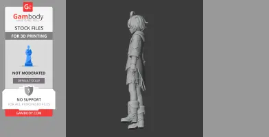 3D printed figure of Mika from Genshin Impact, standing in side profile.