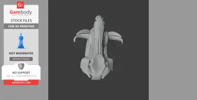 Top view of a detailed wild boar skull 3D model designed for printing.