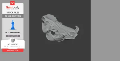 A detailed 3D model of a wild boar skull, designed for 3D printing.