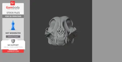 A detailed 3D model of a wildcat skull, intended for 3D printing.