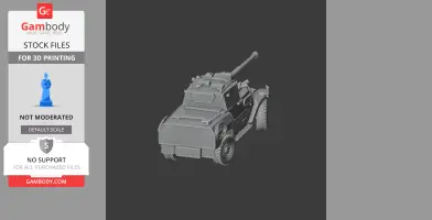 3D model of a military vehicle with a mounted cannon, designed for 3D printing.