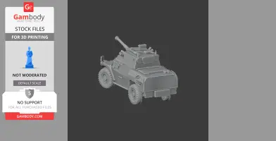 3D model of armored vehicle with turret, designed for 3D printing.