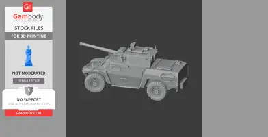 3D model of an Otokar Akrep II armored vehicle with a turret cannon, designed for 3D printing.